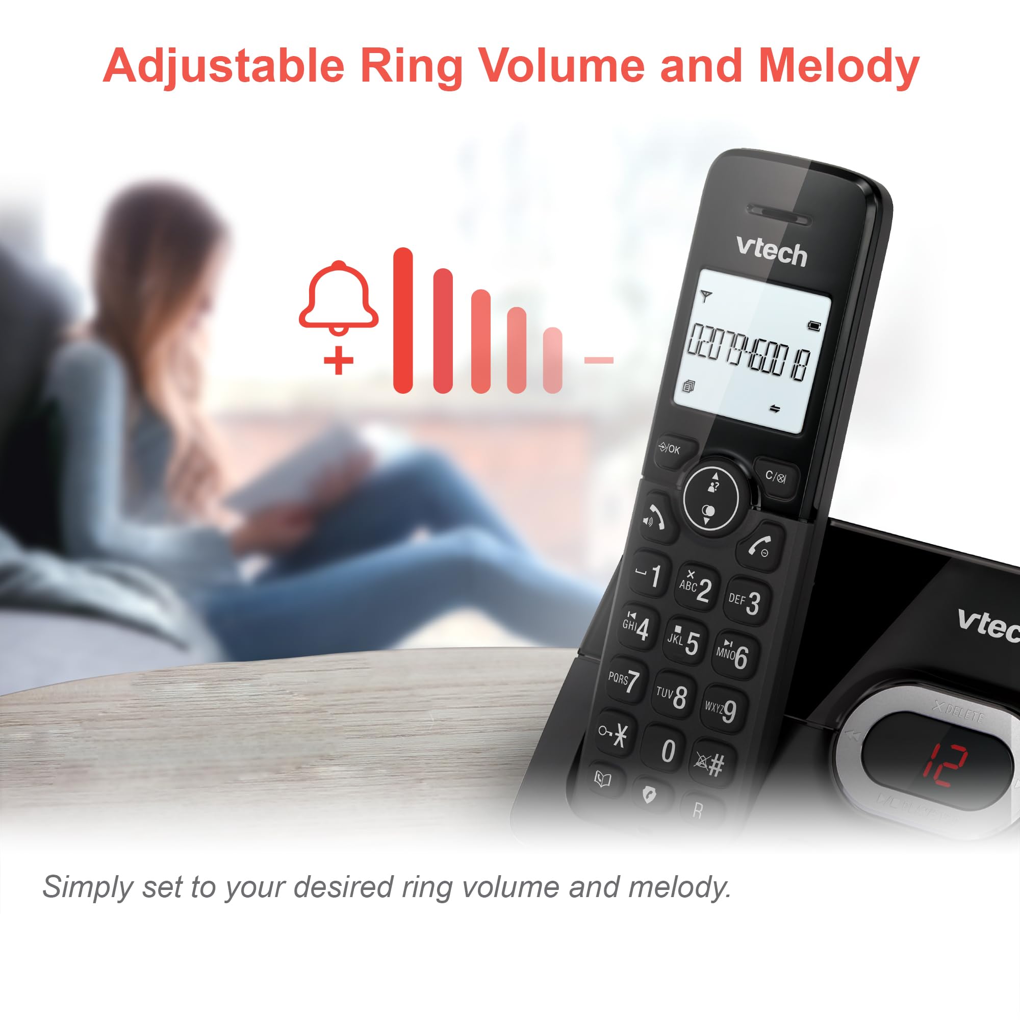 VTech CS2050 Telefon bezprzewodowy z automatyczną sekretarką, tryb Eco+, telefon dla seniorów, telefon bezprzewodowy, blokada połączeń, funkcja głośnomówiąca, duże przyciski, wyświetlacz 1-liniowy,
