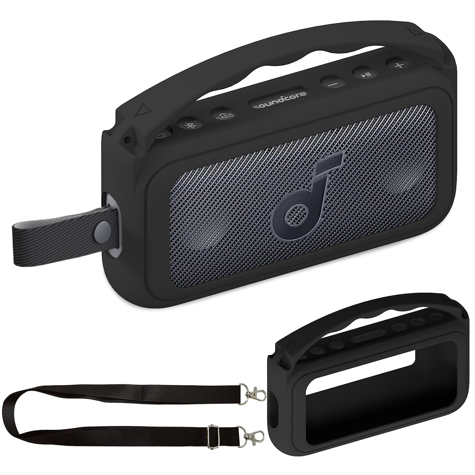 Silicone Cover Case for Soundcore Motion 300 Wireless Hi-Res Portable Speaker, Protective Holder Skin for Motion 300 Speaker Case Accessories (Black)