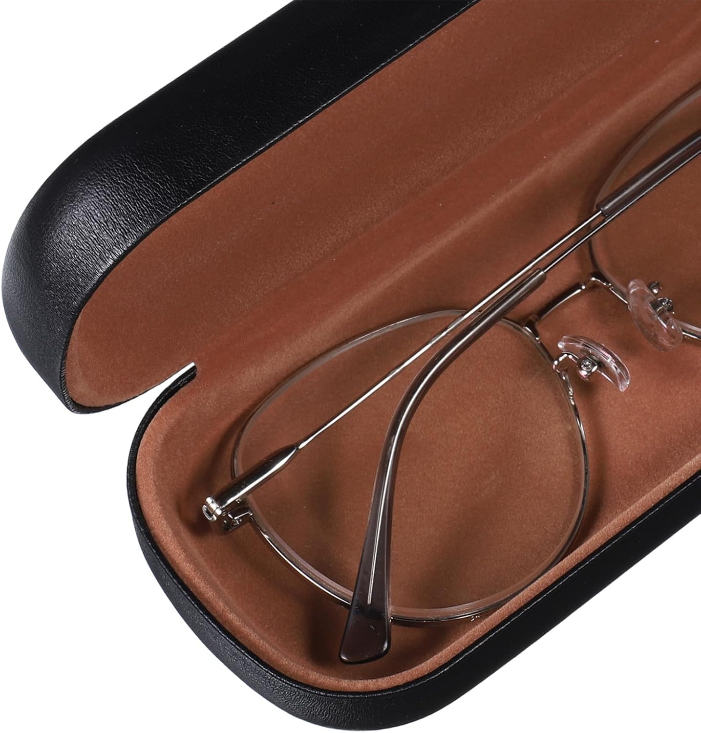 Hard Shell Sunglasses Case Men’s Storage Box Pu Leather Anti-pressure Eyeglass Holder Compact Travel Protective Glasses Organizer Black