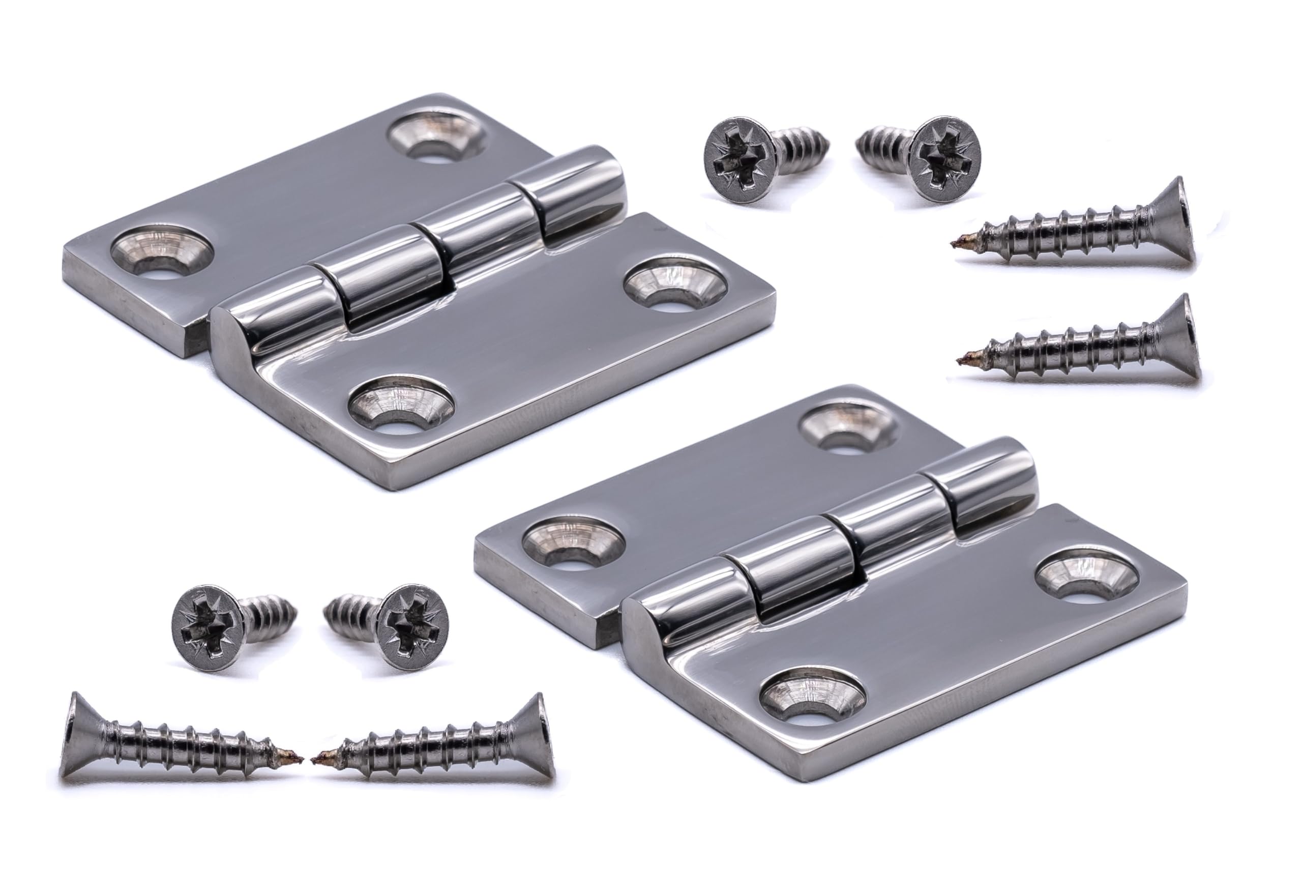2pcs Marine Grade 316 A4 Stainless Steel Butt Hinges, 50mm, Heavy Duty Polished, 2-Pack, Corrosion Resistant