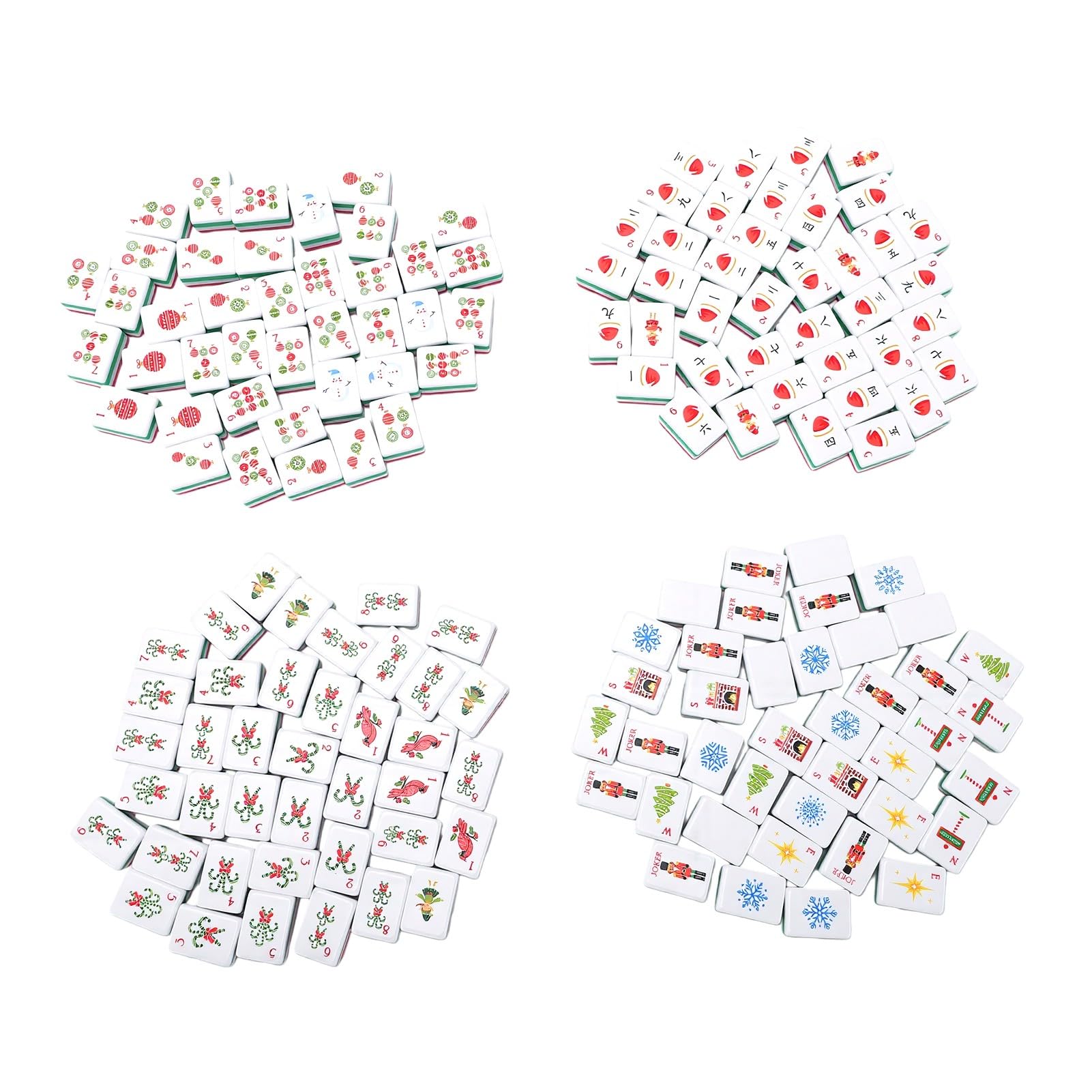 Luocute Set Mahjong di Natale, 160 Tessere USA in Acrilico con Retro Rosso | Acrilico Antigraffio, Set da Gioco per le Vacanze con bambù, Crepe e Punti, per la Famiglia e gli Amici