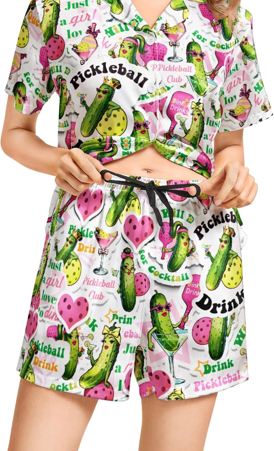 Funny Pajama Set for Women 2PCS Short Sleeve Button Down Sleepwear Pajamas Loungewear Soft Pjs Sets - Image 6