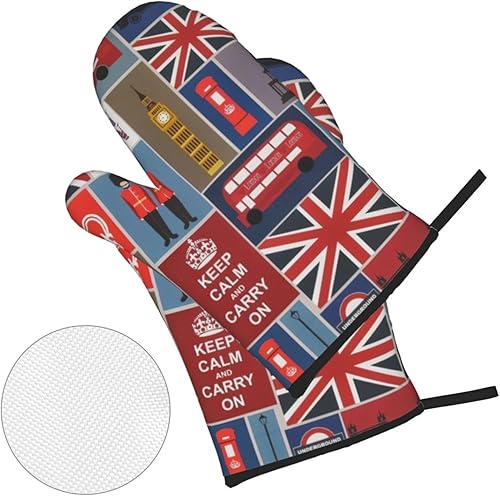 Miniatura 3 de England Symbols - Juego de manoplas de horno y soportes para ollas, duraderos, impermeables, aislados y fáciles de limpiar para cocina