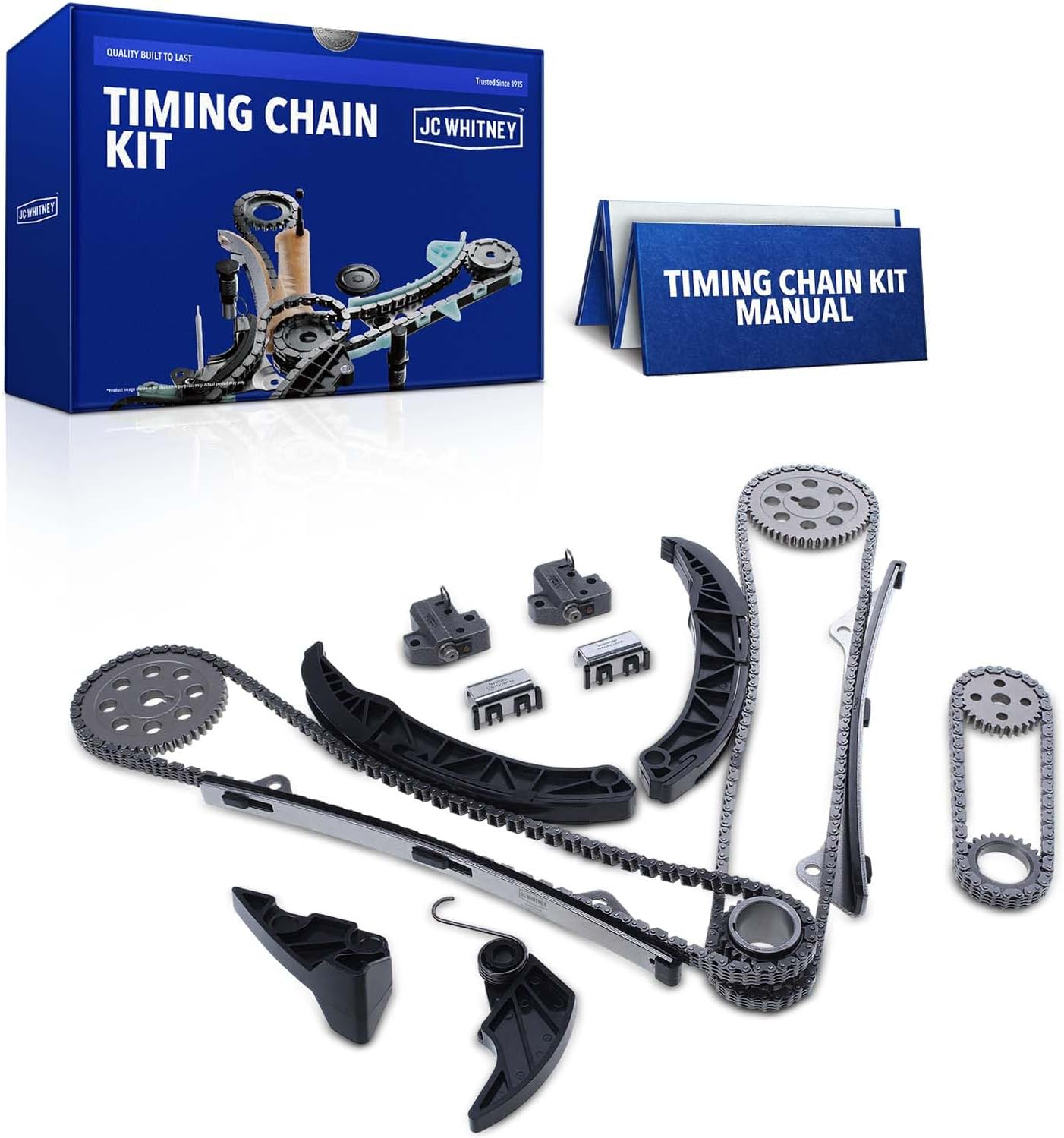 JC Whitney JFBAJCWTCK00076 Engine Timing Chain Kit with Tensioner - Fits DOHC V6 3.3L 3.8L 3.5L - Compatible with Hyundai Santa Fe 07-12, Sonata 06-10, Genesis 09-12, Kia Sorento 07-09&11-13
