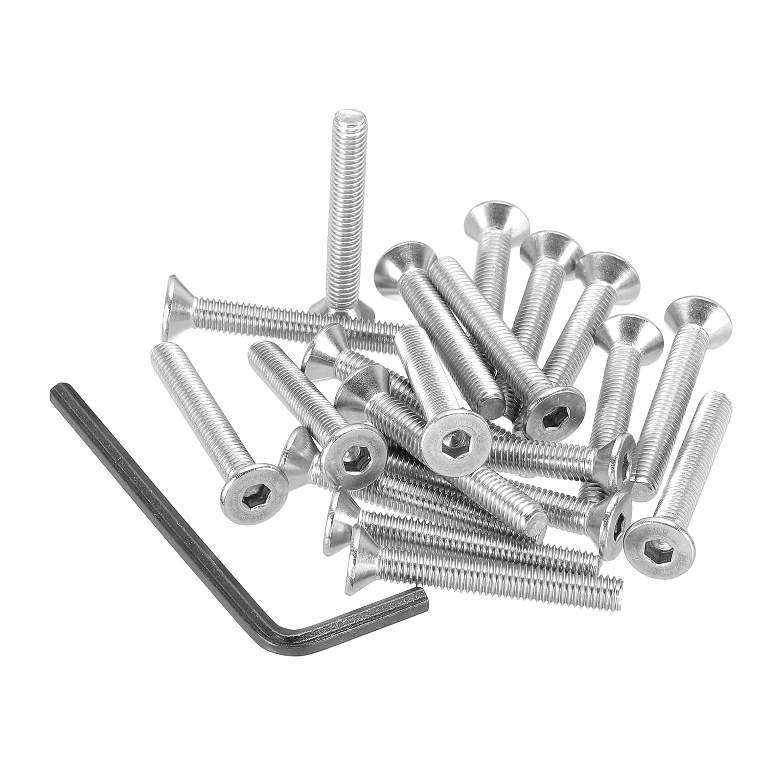 PATIKIL #10-32 x 1-3/8" Flat Head Socket Cap Screws, 20Pcs Countersunk Bolts Head Machine Screws 304 Stainless Steel (18-8) UNF Socket Drive Bolt Fasteners for Industry Machinery Household