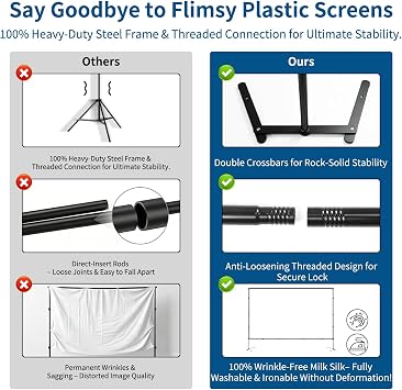 Outdoor Projector Screen with Stand, 100-Inch Portable 16:9 Screen