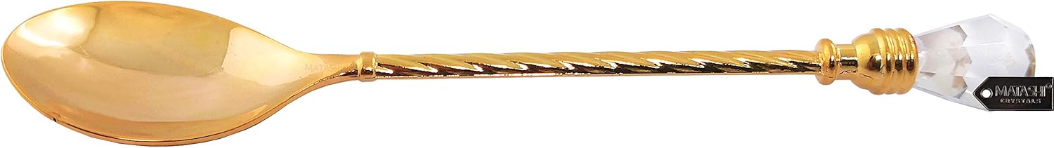 Matashi 24K Gold Plated Sugar Bowl, Honey Dish, Candy Dish Glass Bowl – Contemporary Design w/Crystal Studded Spoon – Birthday, Mother’s Day, Christmas, Anniversary - Gift for Mom, Wife, Her, Grandma