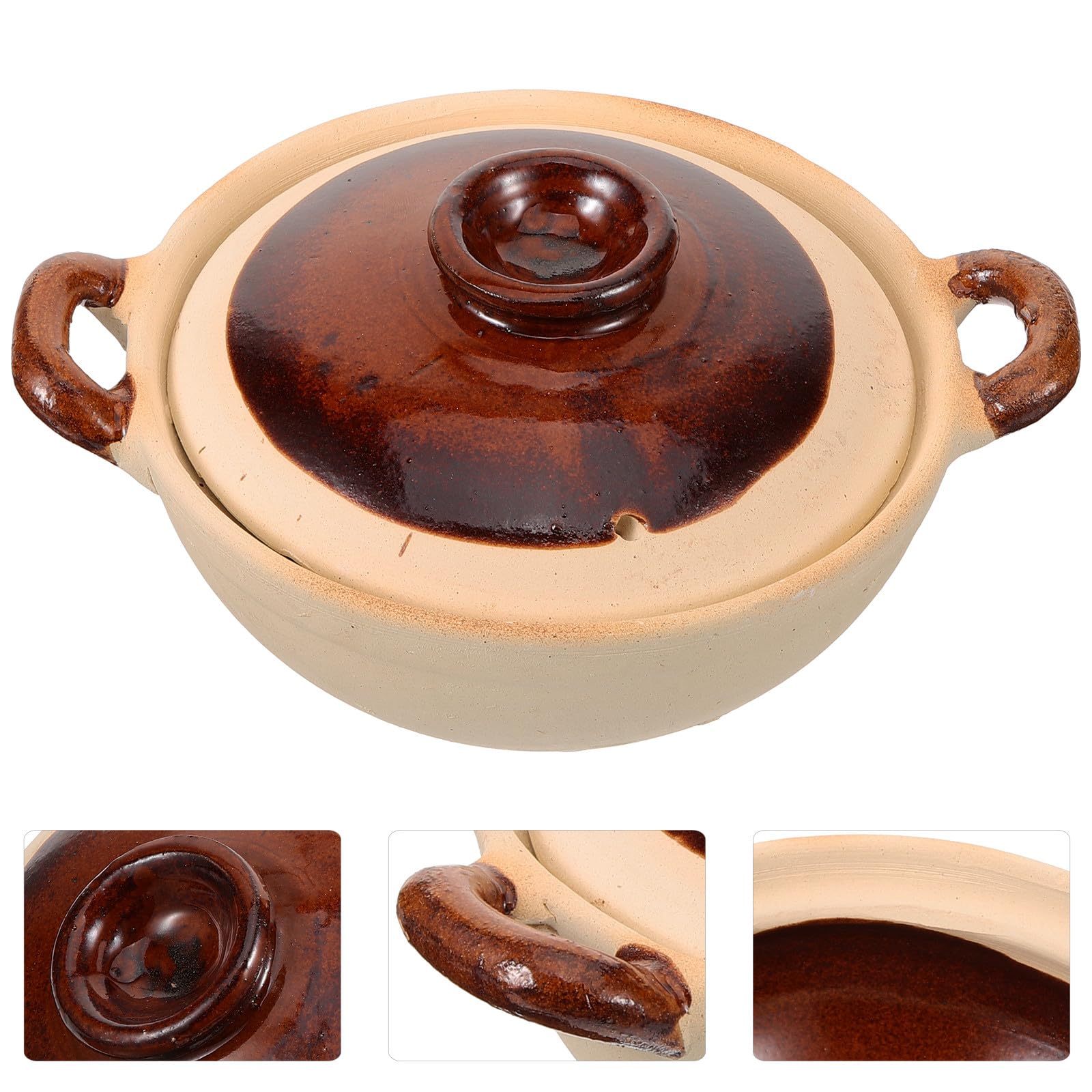 BESTYASH Casseruola Resistente a Crepe e Rotture da 500ml di Argilla per Stufati Domestici per Brasare Pollo e Altre Preparazioni in Cucina