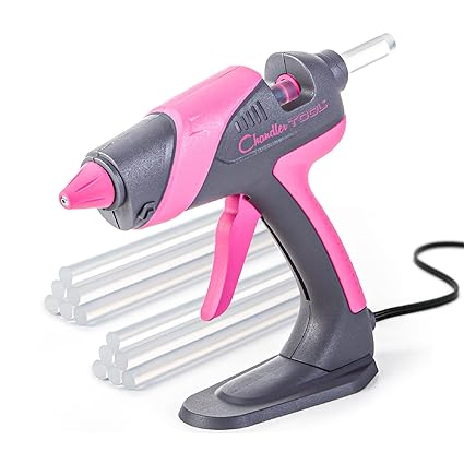 Chandler Tool Large Glue Gun - 60 Watt - Hot Glue Sticks & Patented Base Stand Included - for Arts Crafts School Home Repair DIY (Pink)