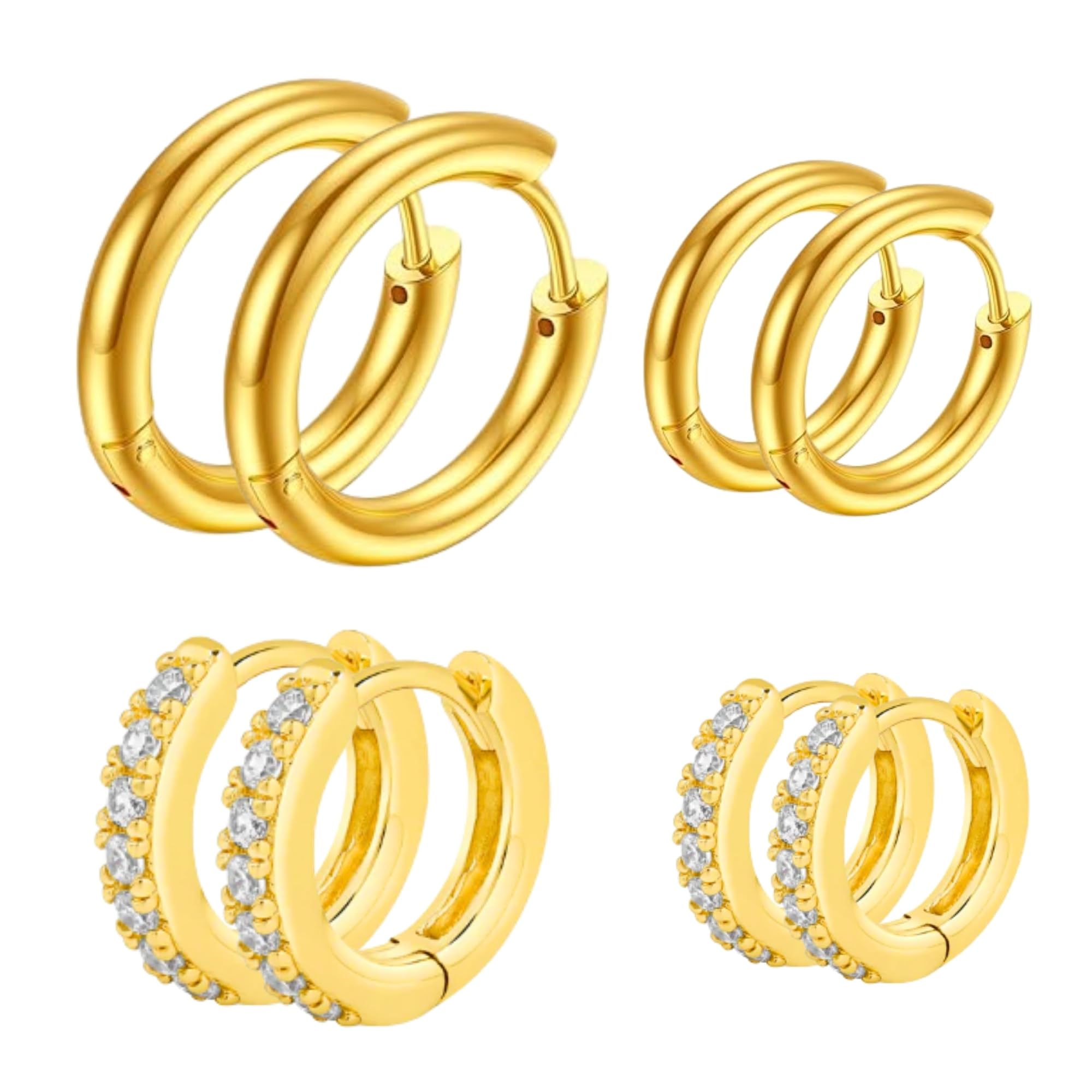 Set 4 Paia Orecchini A Cerchio Mini Huggies – 6-12 Mm, Leggeri E Ipoallergenici – Regalo Gioielli Per Donna E Uomo, Per Piercing Multipli - 2
