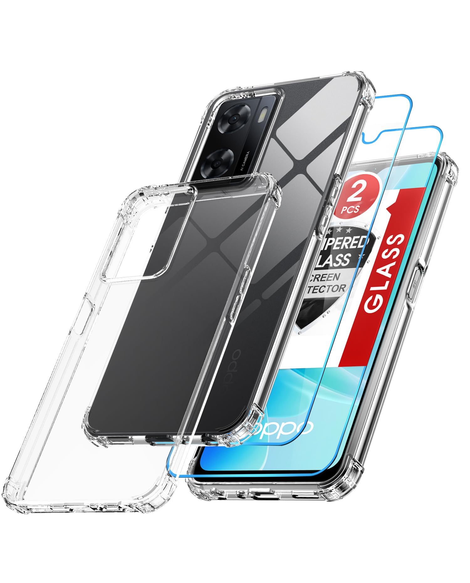 Dedux Custodia Cover per Oppo A77 5G, Custodia in Vetro Temperato a Colori Sfumati + Protettivo TPU Case Cover (Viola/Verde