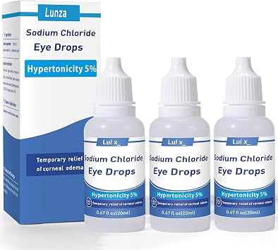 Lunza 5% Sodium Chloride Hypertonic Eye Drops - Relief for Corneal Edema & Blurry Vision, Sodium Chloride Eye Drops, Alcohol-Free, Non-Irritating, Gentle Formula 0.67 Fl. Oz. 3-Pack