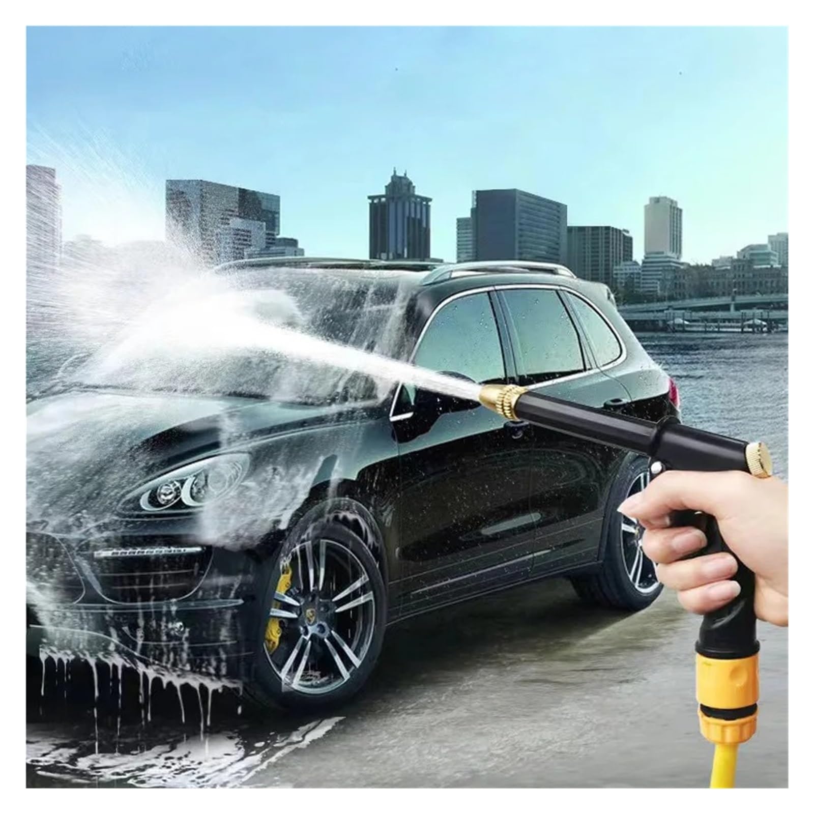 Pistola pulverizadora con manguera Boquilla, Jardín portátil de lavado autos con agua a alta presión conector rápido hilo espuma