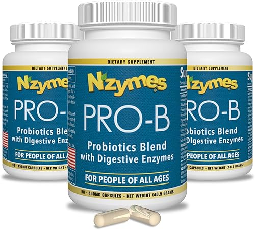 Nzymes Probióticos Pro-B y enzimas digestivas para el equilibrio digestivo, una mejor digestión, indigestión y estreñimiento (270 cápsulas en
