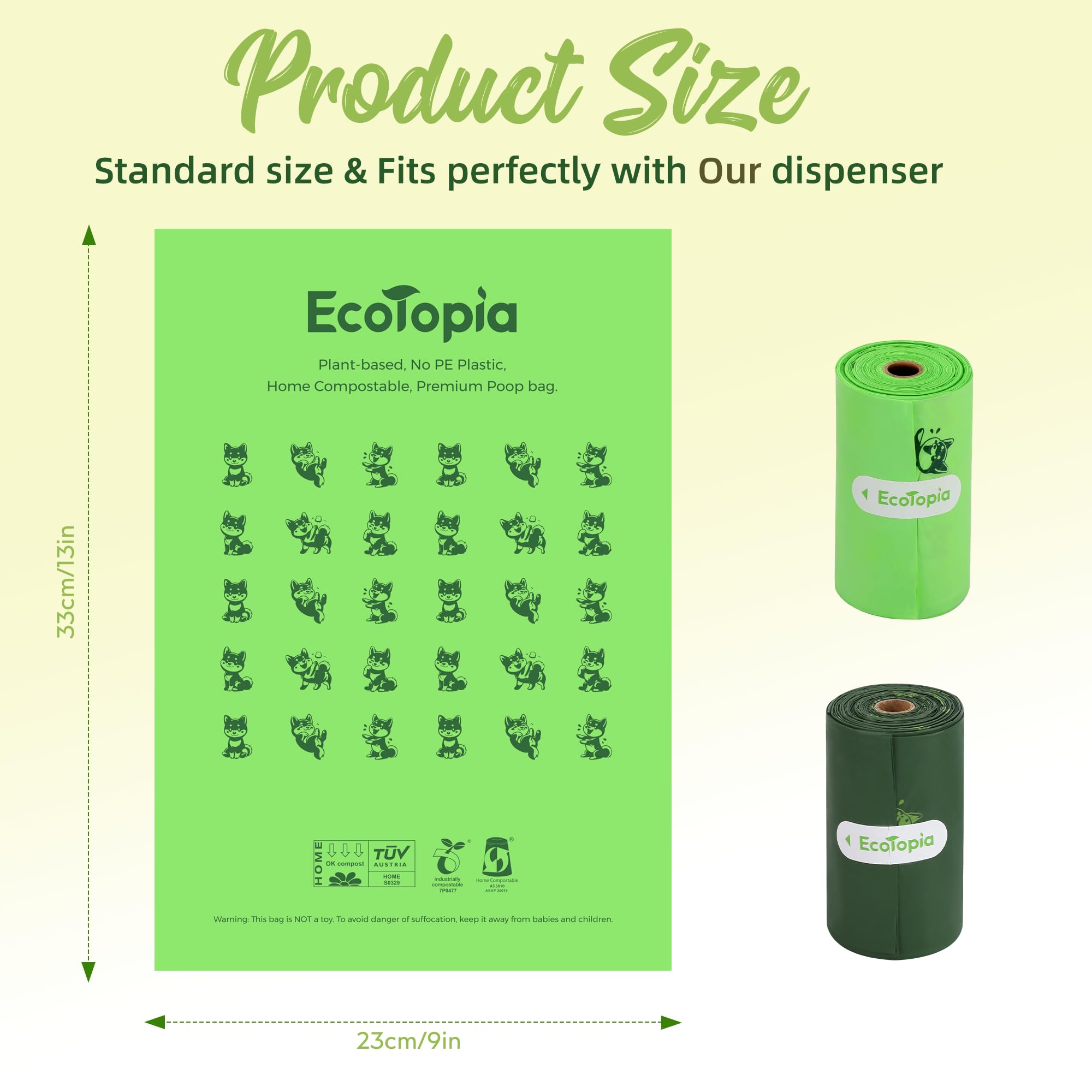 Bolsas para excrementos de perro 100 % certificadas para el hogar, compostables y biodegradables (no necesita desgarros), bolsas de basura para perros compatibles con ASTM D6400 y EN 13432, extra