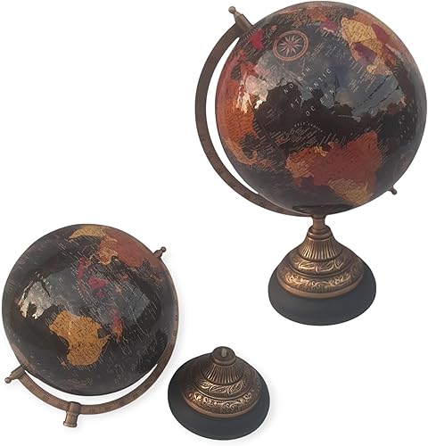 Globo náutico de estilo antiguo de 12 pulgadas, globo decorativo de mapa del mundo de mesa con diseño vintage, regalo perfecto para decoración del