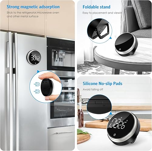 Miniatura 5 de AMIR Temporizadores digitales de cocina, temporizador magnético para cocinar, temporizadores visuales alimentados con batería con pantalla LED