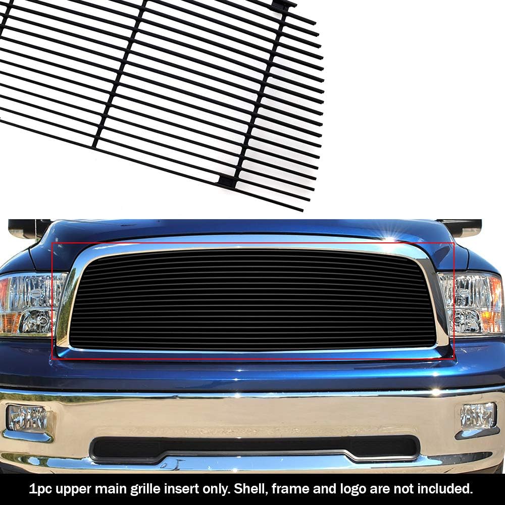 APS Compatible with 2009-2012 Ram 1500 Pickup Black Billet Grille Grill Insert N19-H23768D