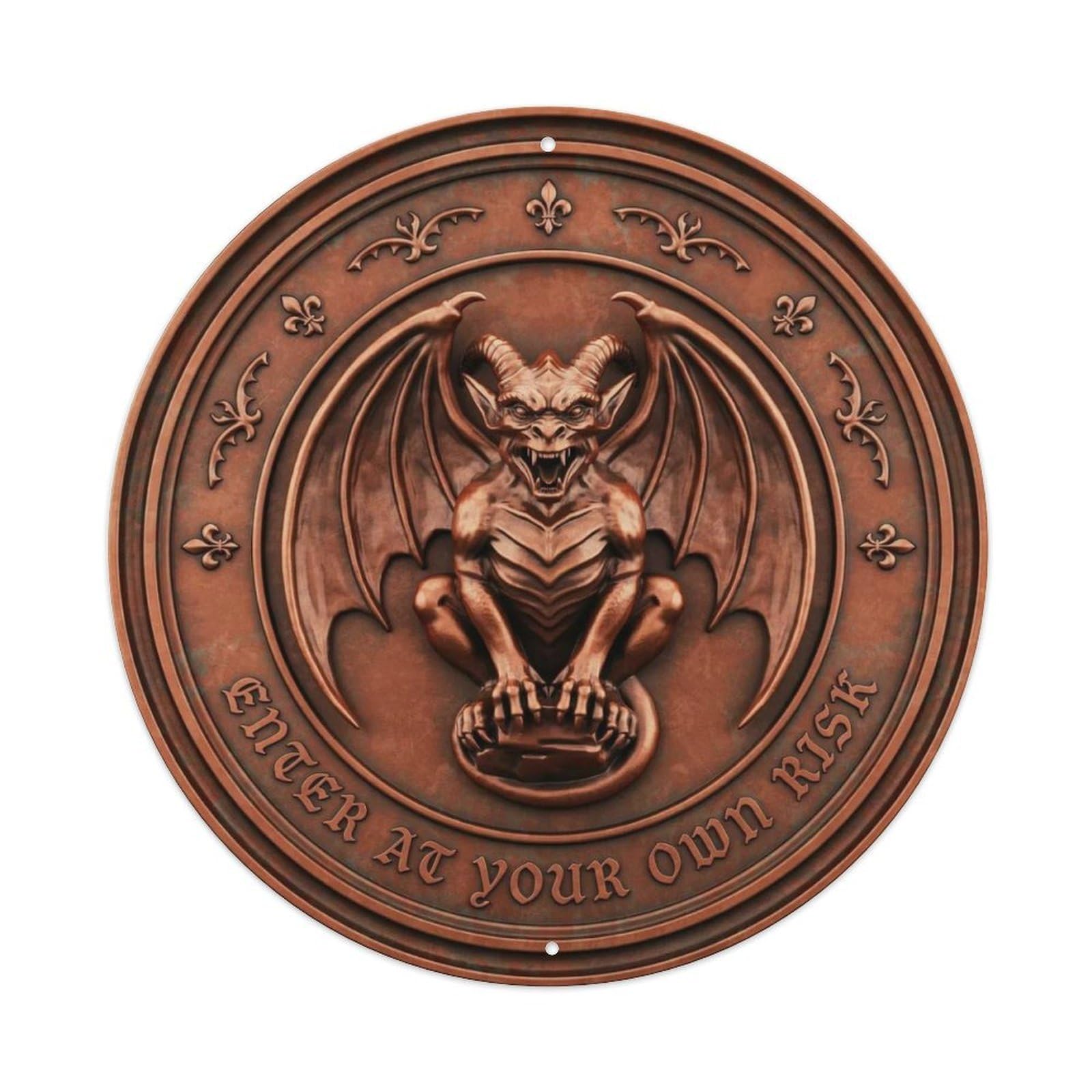 Dragon Gargoyle 3D Copper Metal Tin Sign Plaque