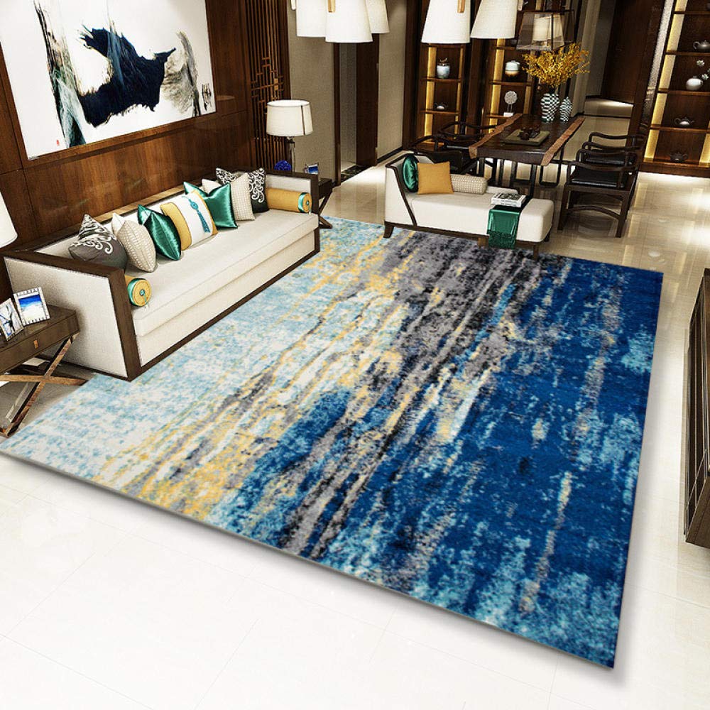 Tapis de salon doux impression abstraite à l'encre avec envers antidérapant 140x200cm