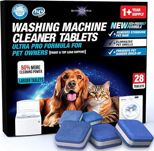 Vista 10 de Tabletas Limpiador de Lavadora Pro para Dueños de Mascotas - Paquete de 28, Limpieza Profunda de Lavadoras de Carga Frontal y Superior, Seguro