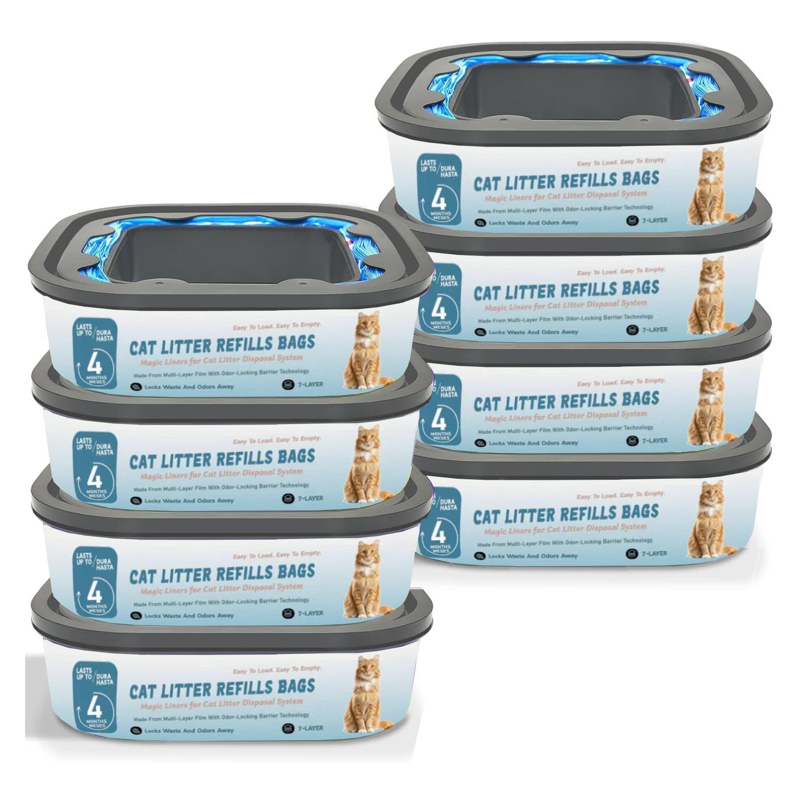 Jumbo 28FT Cat Litter Refills Bags Cartridge Compatible with Cat Genie Standard, Plus, XL+ Pail Refills, 8 Pack