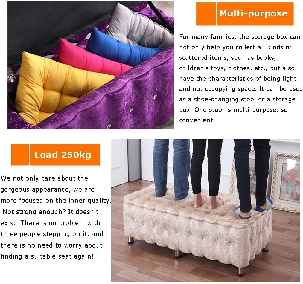 Taburete con Asiento y Almacenamiento, Caja, reposapiés, Taburete con Asiento, reposapiés, Familiar, práctico Taburete para el pie de la Cama, Banco para Guardar Ropa, ta