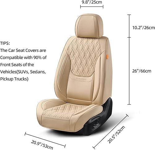 Miniatura 6 de Fundas de asiento delantero de automóvil, par de fundas de asiento delantero de cuero transpirable con reposacabezas, funda universal de asiento de