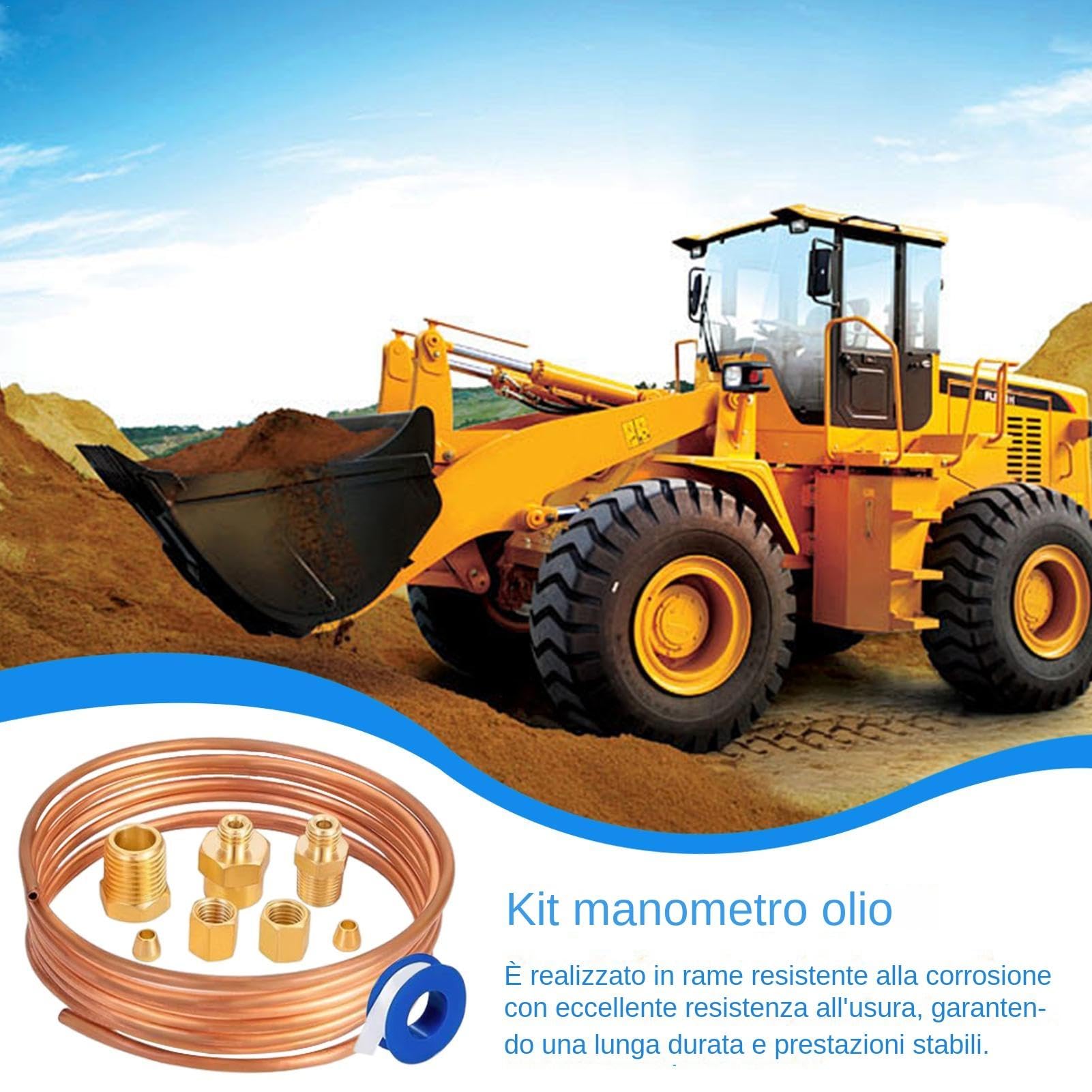 Kit manometro meccanico 'olio, kit manometro del tubo a pressione 'olio,Parti per test di pressione Kit di installazione meccanica del tubo di rame - Kit di installazione tubi in rame Tester completo
