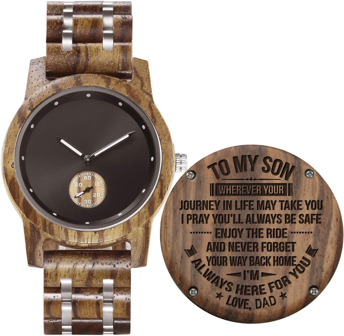 Personalized Custom Wooden Watch Custom Wood Engraved Groomsmen Gift Boyfriend Father Wedding Wood Anniversary for Men