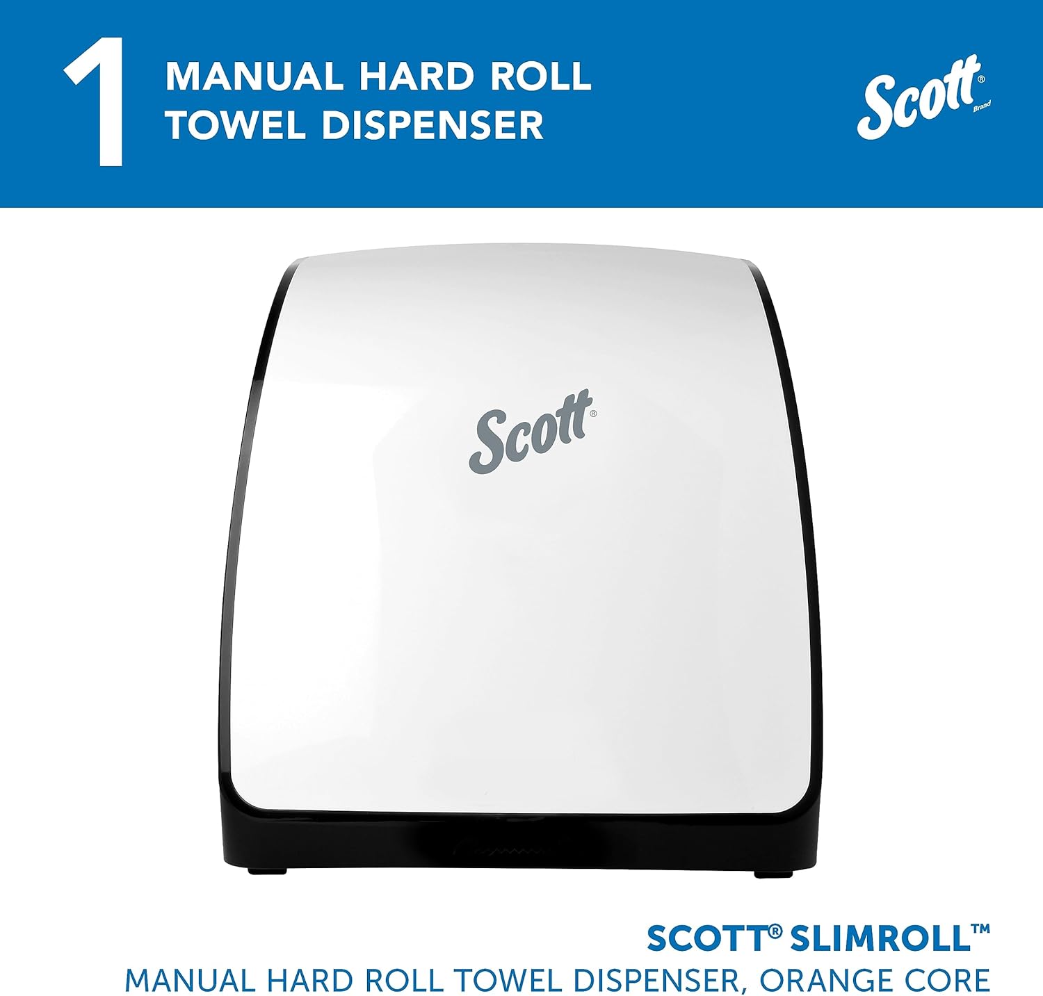 Scott® Slimroll Manual Towel Dispensers (47091), White, for Orange Core Scott® Slimroll Towels, 12.65" x 13.02" x 7.18" (Qty 1) Manual White