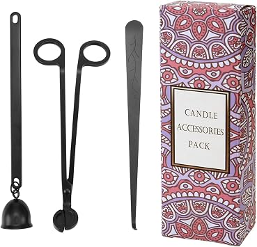 Mangsen 3 in 1 Candle Snuffer Set, Candle Wick Trimmer, Candle Wick Dipper and Candle Wick Cutter, Candle Accessories Set with Gift Packaging for Candle Lovers