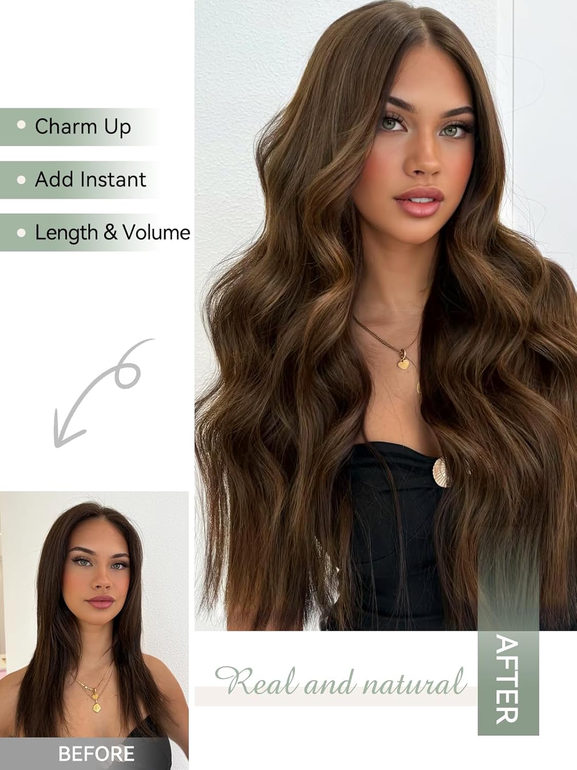 Clip in Hair Extensions Real Human Hair, Silky Straight Real Remy Human Hair Extensions Clip ins, Light Brown Clip in Extensions for Women, 16inch 120g 7Pcs, 4# Chocolate Brown