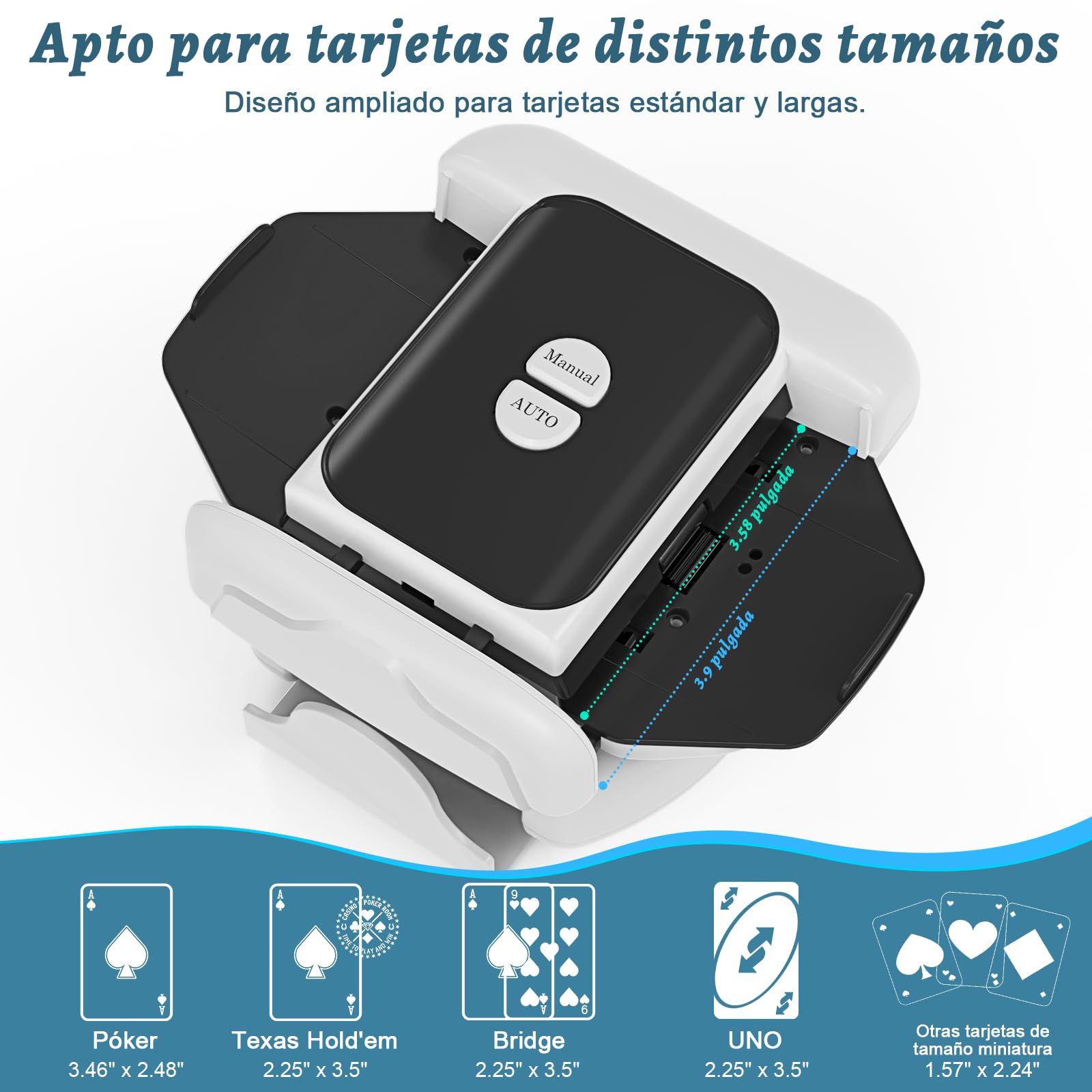 Holiky Barajador de cartas automático de 2 mazos, Baraja cartas recargables con un solo toque en modo automático y manual, Barajadores eléctricos de cartas de póquer para UNO, Poker, Bicycle Cards