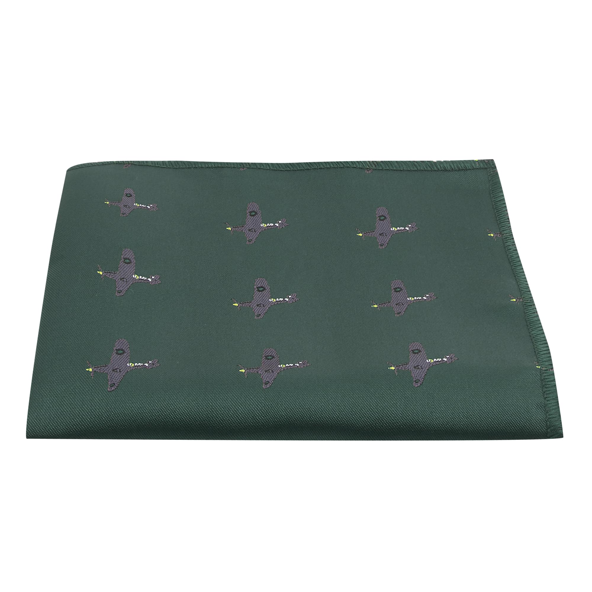 Dark Green Embroidered Hurricane Fighter Plane Pocket Square, Handkerchief