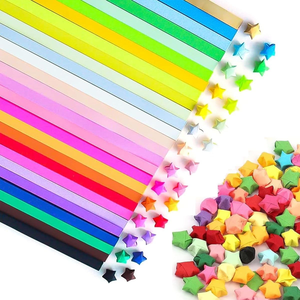HASTHIP® 1030 Sheets Star Origami Paper - 27 Assortment Color Star Paper Strip, Double Sided Origami Lucky Star Decoration Paper Strips for DIY Hand Art Crafts Decor Gifts-image-28