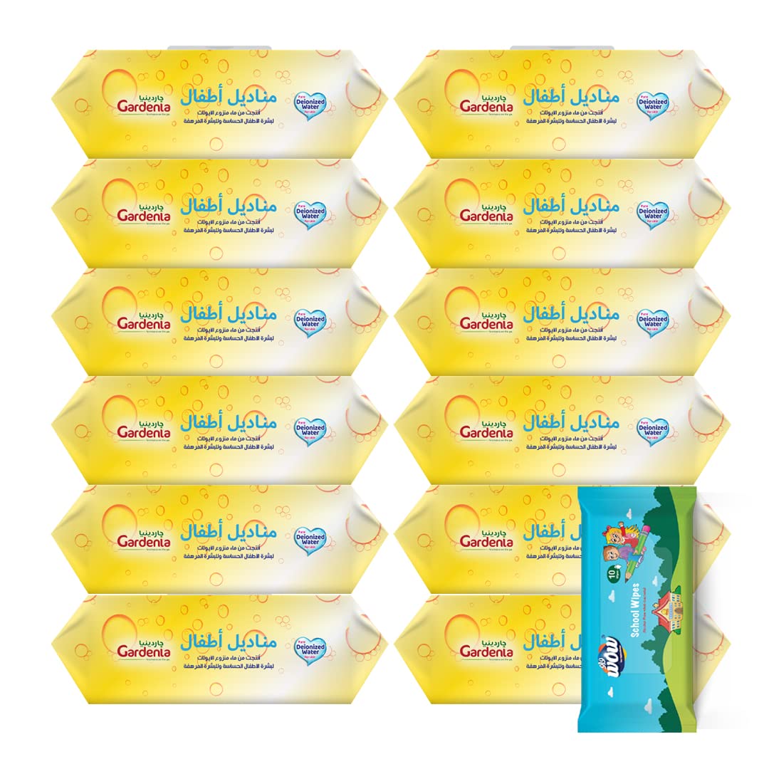 Gardenia Baby wipes, Alcohol & Paraben Free, Pure Water wet wipes, Gentle wipes For Baby Sensitive Skin , Extra Large and Thick wipe Offer Pack (120 Sheets)