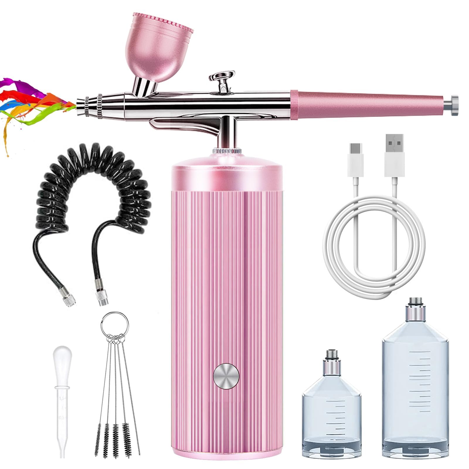 Kit d'aérographe sans fil rose et portable pour nail art
