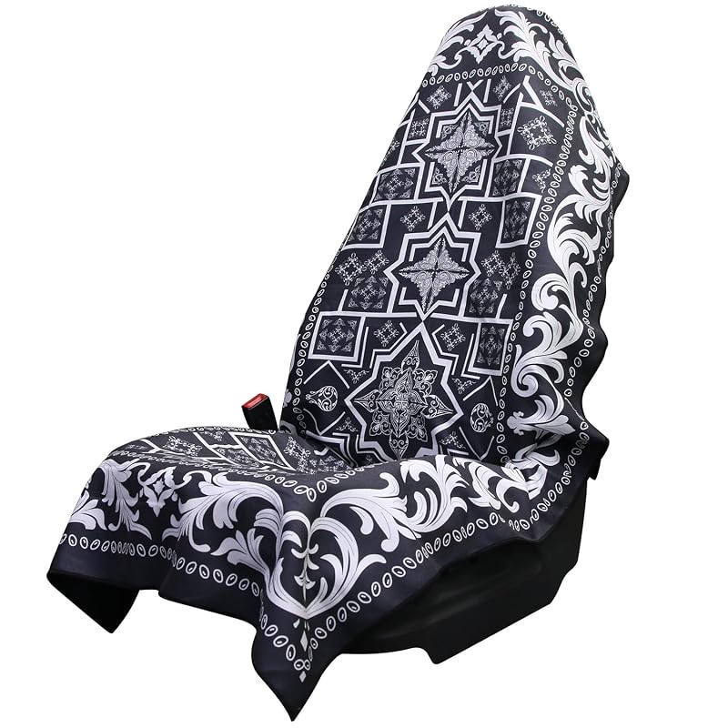 Capa de Banco Automotivo em Toalha de Microfibra para Banco Dianteiro, Secagem Rápida, Baroque Black, Seatendro