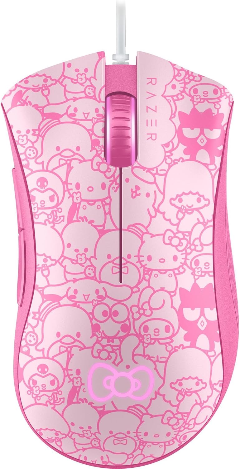 Razer DeathAdder Essential Gaming Mouse – 6400 DPI Optical Sensor, 5 Programmable Buttons, Mechanical Switches, Rubber Side Grips – Hello Kitty and Friends Edition
