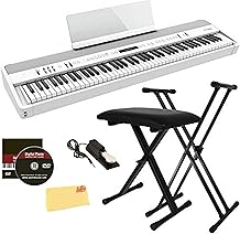 Roland FP-90X 88-Key Digital Piano - White Bundle with Adjustable Stand, Bench, Sustain Pedal, Online Piano Lessons, Instructional DVD, and Austin Bazaar Polishing Cloth