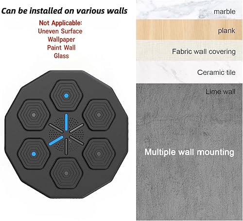 Miniatura 4 de Nueva máquina de boxeo musical con guantes de boxeo, entrenador de boxeo inteligente Bluetooth montado en la pared, blanco de boxeo electrónico para