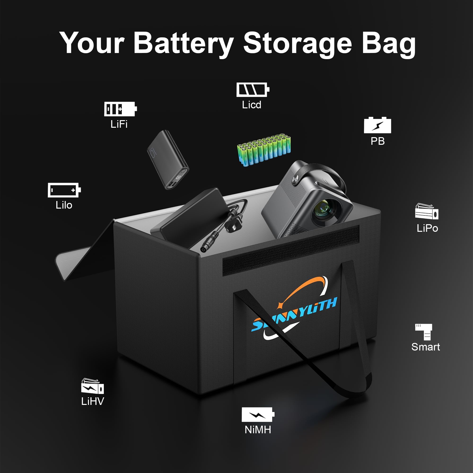 12V 100Ah LiFePO4 Batteria al litio Fireproof Safe Bag, grande capacità a prova di esplosione Lipo Battery Bag per la ricarica e la conservazione, 14 × 9.5 × 7.8 "scatola impermeabile