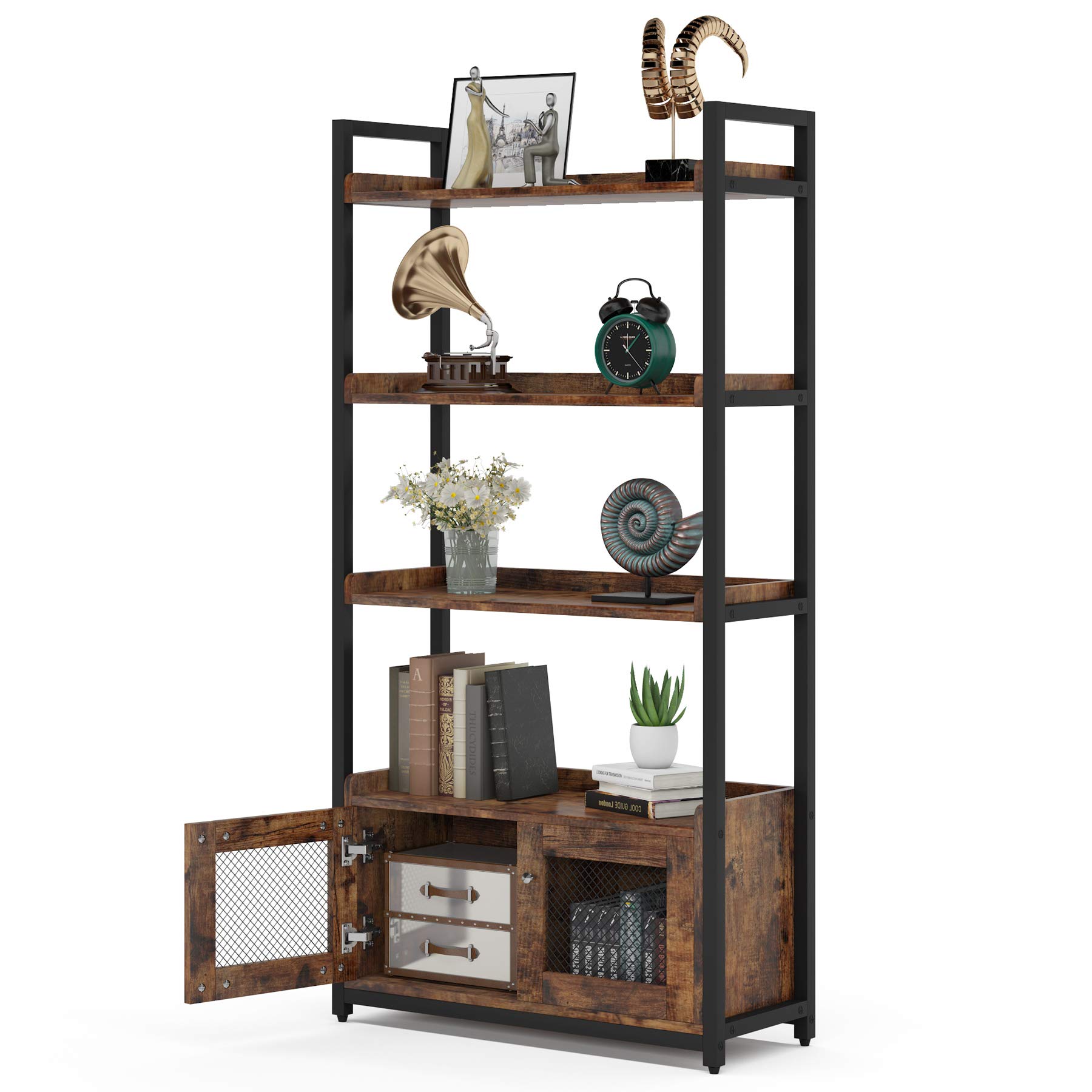 Buy Tribesigns Bookcase with 2 Rustic 4Tier Bookshelf with