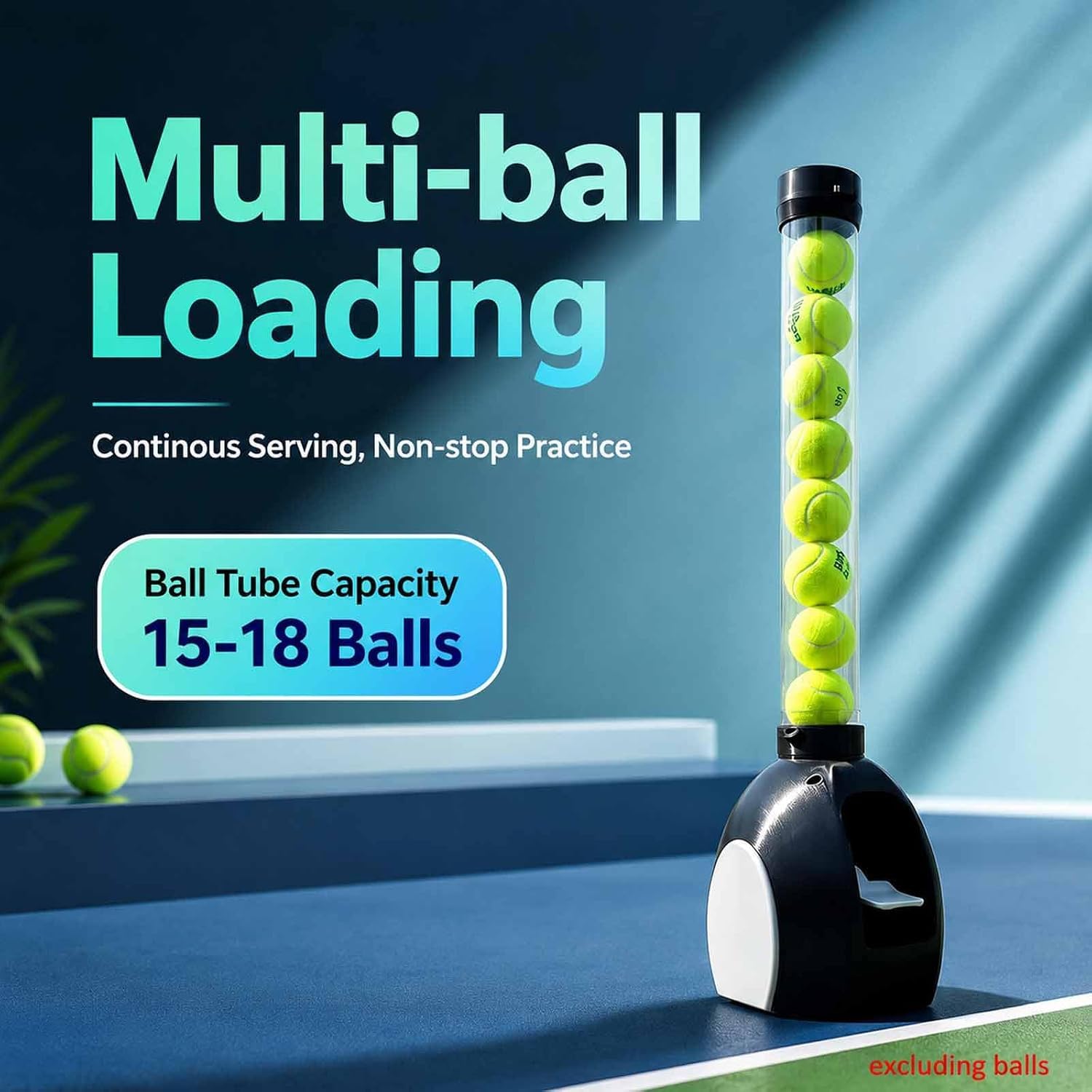 Macchina Lancia-Palline da Tennis Portatile, Macchina Lancia-Palline da Tennis, capacità 18 Palline, Frequenza Regolabile, con Telecomando, per Adulti, Principianti E Appassionati. Blue