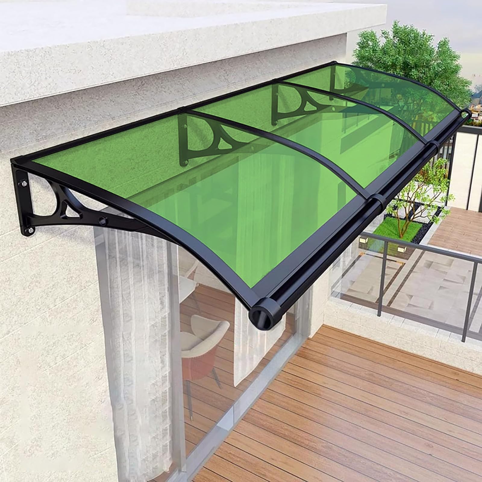 LWJSOCP Outdoor Pergola Canopy Green Awning for Front Door Entrance Patio Porch Terrace Sunshade for House 100x120cm (39.37x47.24in)