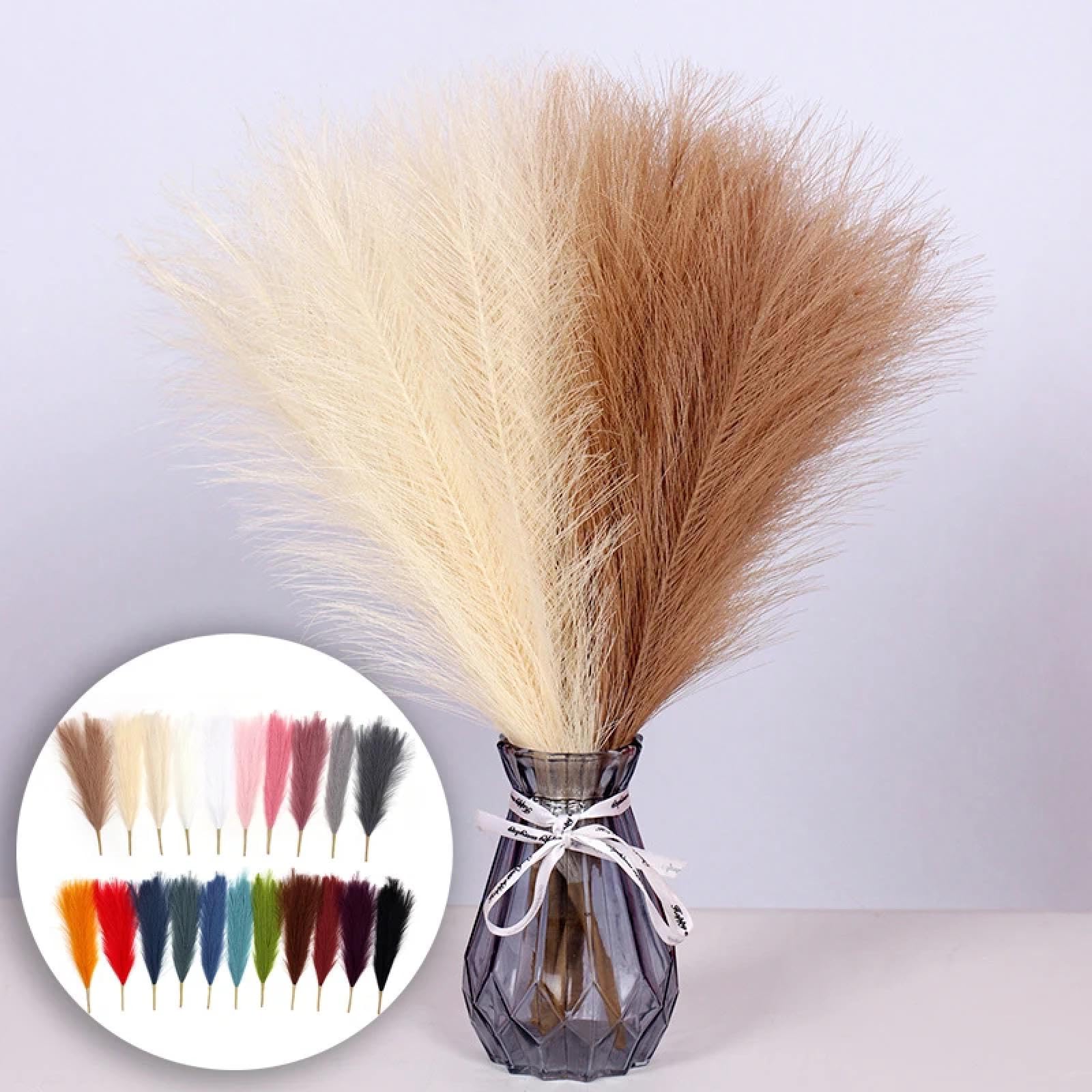 Lot de 6 herbes de la pampa artificielles de style européen - 43 cm - Rose clair