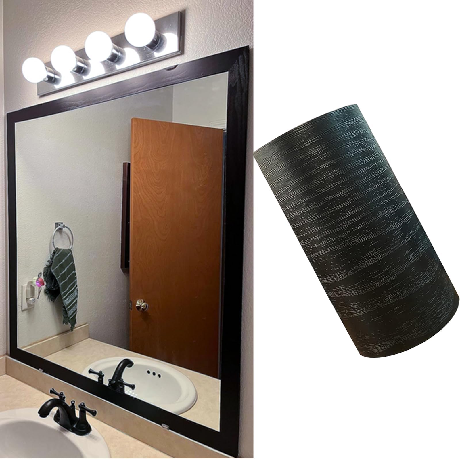 LUO YIYI 10Meters Black Border Peel &Stick Black Wood Grain Wallpaper ...