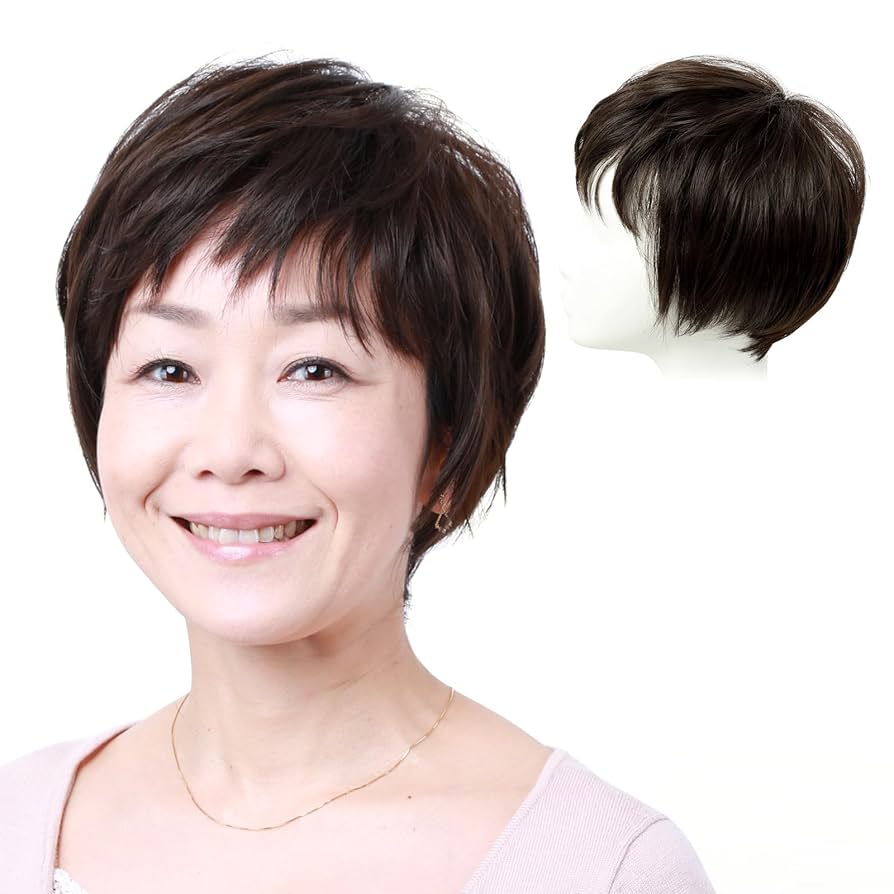 【ナチュラルブラック】人毛100% フルウィッグ 医療用 ウィッグ ショート ウィッグ ショート 人毛100% 女性 医療用 自然 レディース 全3色