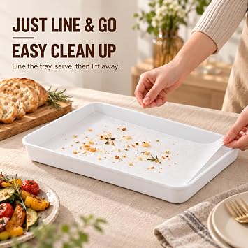 ZhuiGuang 4 Pcs Beige Serving Platter Set with 50 Sheets of Baking Paper